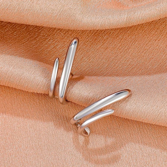 GlitzBlitz Boutique Jewelry - Any 2/$20! Silver Double Curved Line Stud Earrings